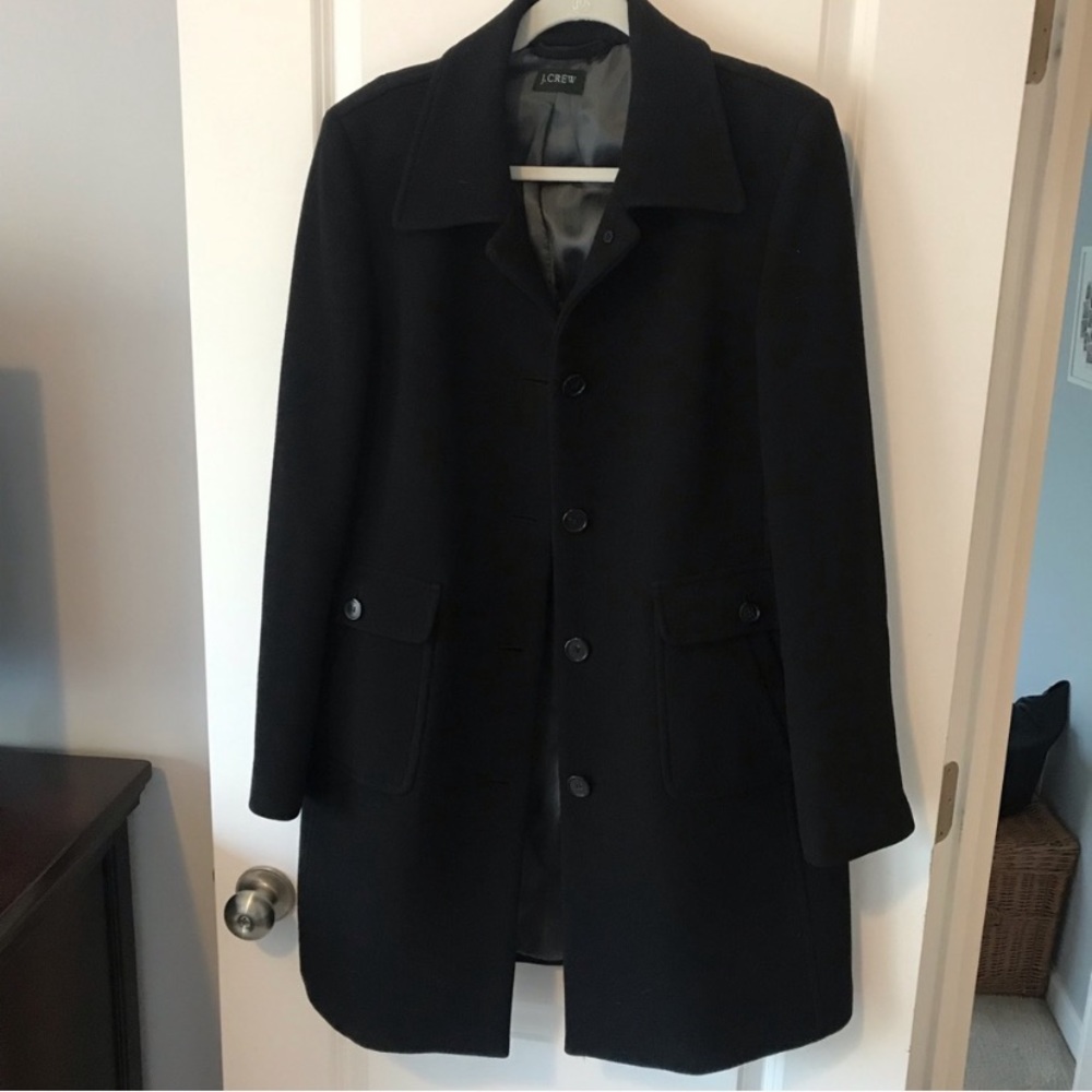 J. Crew Wool Blend Black mid length coat